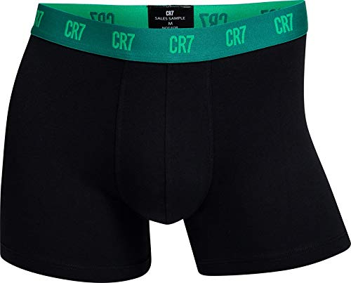 CR7 Cristiano Ronaldo - Basic - Elegante bóxers para Hombre - Pack de 3 -Impresión Completa - Verde/Negro (701) - Tamaño S (CR7-8110-49-701-S)