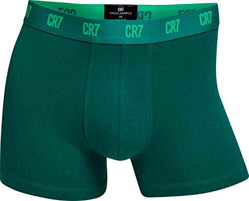 CR7 Cristiano Ronaldo - Basic - Elegante bóxers para Hombre - Pack de 3 -Impresión Completa - Verde/Negro (701) - Tamaño S (CR7-8110-49-701-S)