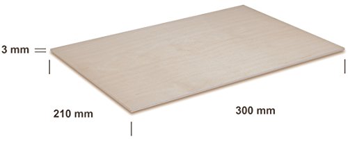 Creative Deco 10 x A4 Tablero Contrachapado | 300 x 210 x 3 mm (+/- 0.5mm) | Madera Maciza Abedul para Bricolaje, Manualidades | Ideal para Pirograbado, Corte por Laser, CNC Router, Modelado, Calado