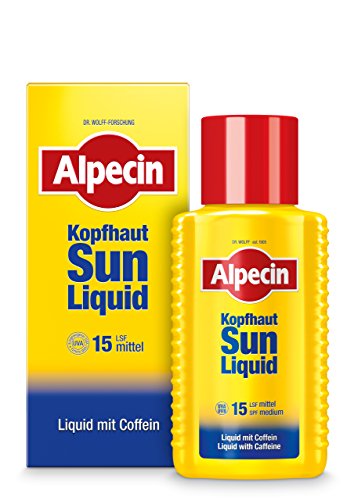 Crema solar Alpecin Sun-Liquid, 1 x 190 ml, el protector solar para la piel de la cabeza con SPF 15