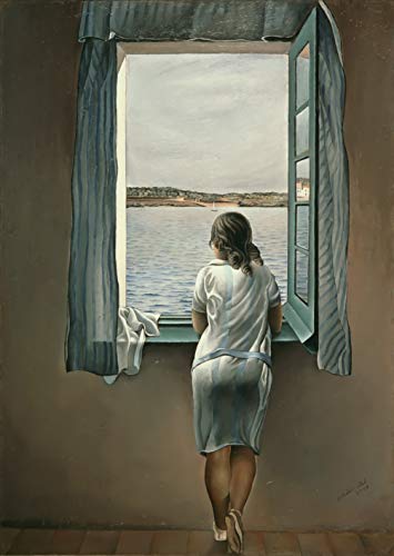 Cuadro Lienzo Muchacha en la Ventana Salvador Dali - Lienzo de Tela Bastidor de Madera de 3 cm - Fabricado en España - Impresión en Alta resolución – 60x42