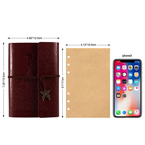 Cuir Journal, Maleden vintage à spirales rechargeables Laitiers croquis Travel Journal pour écrire les pages blanches pour femmes filles avec des cadeaux