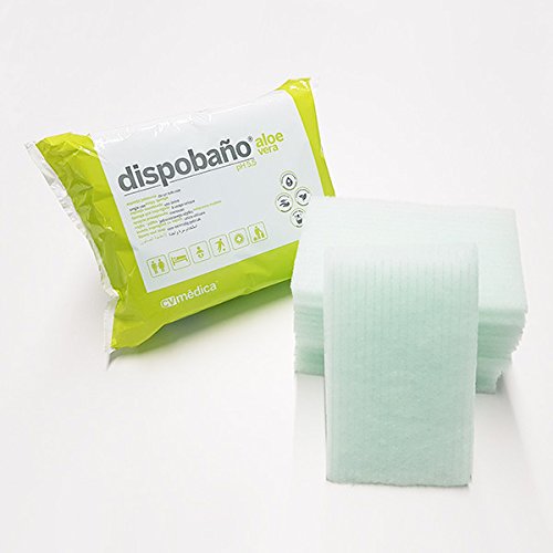 CV Medica Dispobaño Esponja Jabonosa Desechable para Pieles Sensibles, con Aloe Vera, pH5.5, 100g/m2, 12x20 cm, Paquete de 24