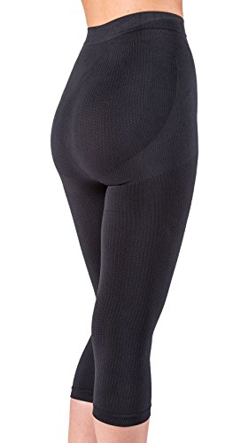 CzSalus Pantalón Corto Anti-celulítico, Vaina con Funda Interna sin Costuras con la cafeína + Vitamina E - Negro tamaño L