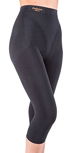 CzSalus Pantalón Corto Anti-celulítico, Vaina con Funda Interna sin Costuras con la cafeína + Vitamina E - Negro tamaño L