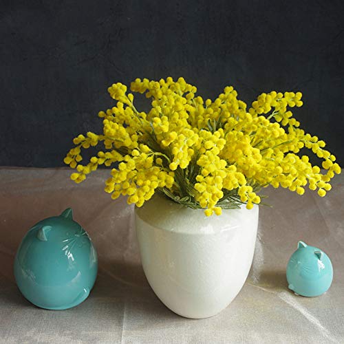 dalagege 5Pcs Small Size Yellow Mimosa Bouquet Home Decoration Cherry Wedding Artificial Flower Floral Event Party