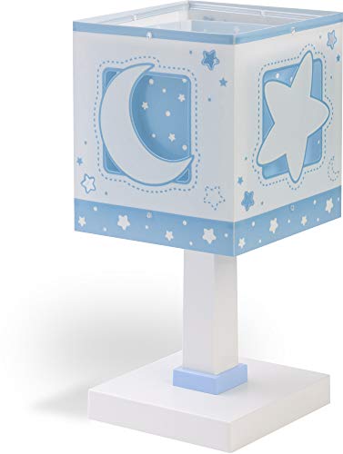 Dalber Moon Light Lámpara Mesilla infantil Luna y Estrellas MoonLight Azul, 40 W