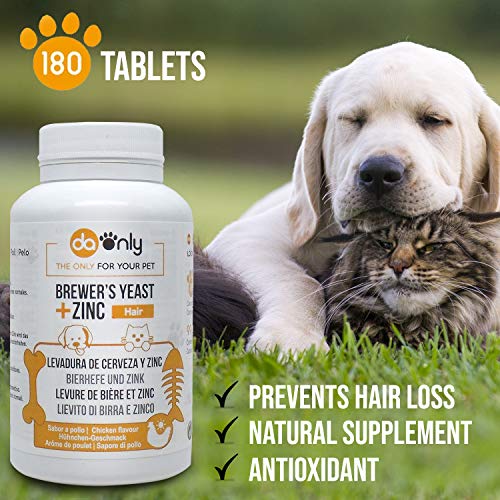 DAONLY Levadura de Cerveza + Zinc + Vitamina E para Perros y Gatos. Suplemento Nutricional para el Pelo, la Piel y Las Uñas de tu Mascota. Fuente Natural de vitaminas B.