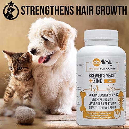 DAONLY Levadura de Cerveza + Zinc + Vitamina E para Perros y Gatos. Suplemento Nutricional para el Pelo, la Piel y Las Uñas de tu Mascota. Fuente Natural de vitaminas B.