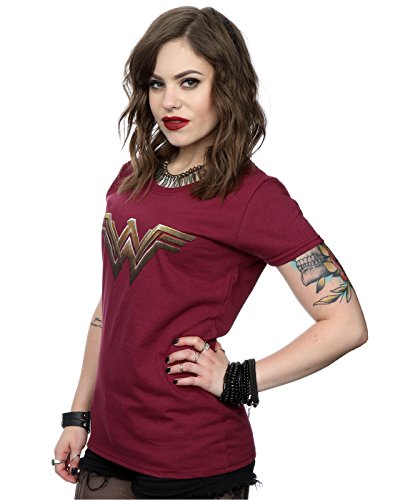 DC Comics mujer Wonder Woman Logo Camiseta Medium borgoña