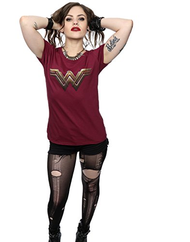 DC Comics mujer Wonder Woman Logo Camiseta Medium borgoña