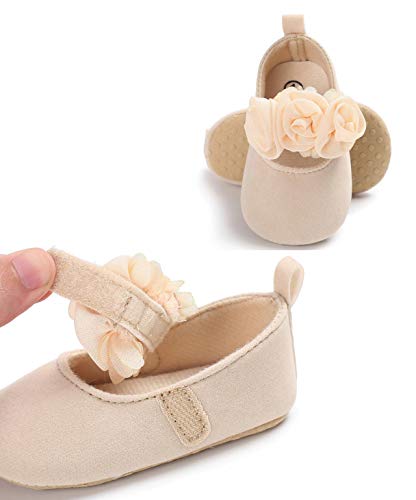 DEBAIJIA Bebé Niña Zapato de Fiesta Princesa con Cinta Mágica para 6-18 Meses Niños Recién Nacido Primeros Pasos Zapatos de Cuero Moda Casual Antideslizante Suave Suela Primavera Flor