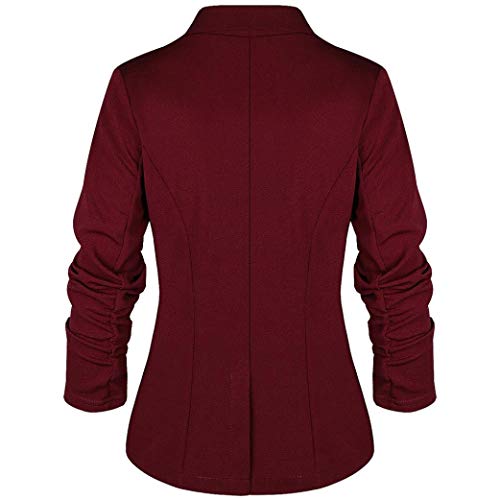 DEELIN La Moda De La Mujer Profesional OL Estilo De Tres Mangas Blazer Elegante Delgada Chaqueta De Cuello Blanco (XL, Vino)