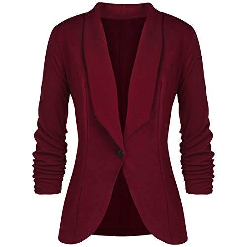 DEELIN La Moda De La Mujer Profesional OL Estilo De Tres Mangas Blazer Elegante Delgada Chaqueta De Cuello Blanco (XL, Vino)