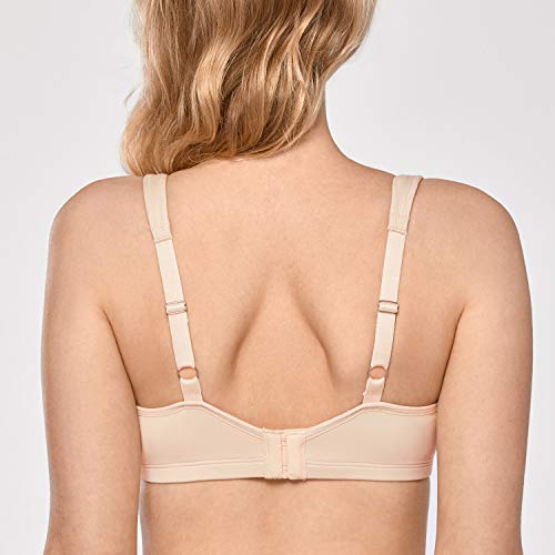 DELIMIRA - Sujetador Reductor Copa Completa con Aros Minimizador para Mujer Beige 95D