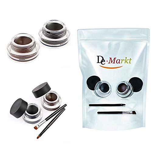 Demarkt 2pcs impermeable del gel del Eyeliner Delineador de ojos pincel negro Brown Cosmetics