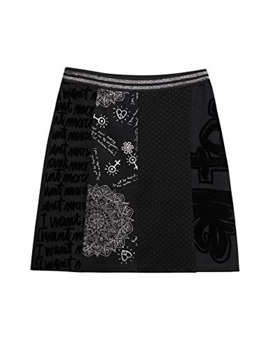 Desigual Skirt Craig Falda, Negro (Negro 2000), XL para Mujer