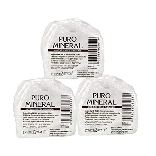 Desodorante de Alumbre de Amonio Natural en Piedra en Bruto – Kit de pesas 500/525 gr - Puro Mineral - Cantitad: 3/5 piedras