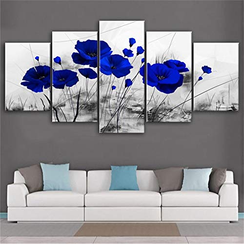 DGGDVP Cuadro en Lienzo Arte de la Pared Marco de impresión HD Blue Poppy Carteles e Impresiones Pintura Arte de la Pared Tamaño del Lienzo 2 sin Marco