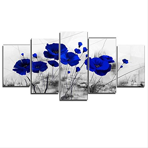 DGGDVP Cuadro en Lienzo Arte de la Pared Marco de impresión HD Blue Poppy Carteles e Impresiones Pintura Arte de la Pared Tamaño del Lienzo 2 sin Marco