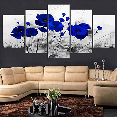 DGGDVP Cuadro en Lienzo Arte de la Pared Marco de impresión HD Blue Poppy Carteles e Impresiones Pintura Arte de la Pared Tamaño del Lienzo 2 sin Marco