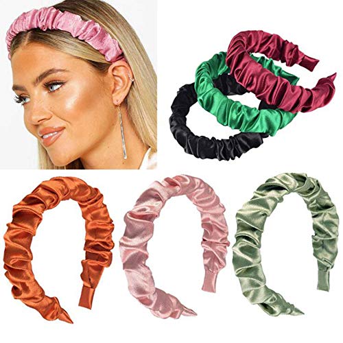 Diadema de mujer Venta al por mayor Otoño Hairband Paño plisado Banda para el cabello Sólido Casual Turbante Accesorios para el cabello suave-diadema vino tinto