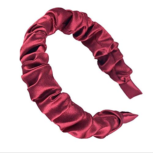 Diadema de mujer Venta al por mayor Otoño Hairband Paño plisado Banda para el cabello Sólido Casual Turbante Accesorios para el cabello suave-diadema vino tinto