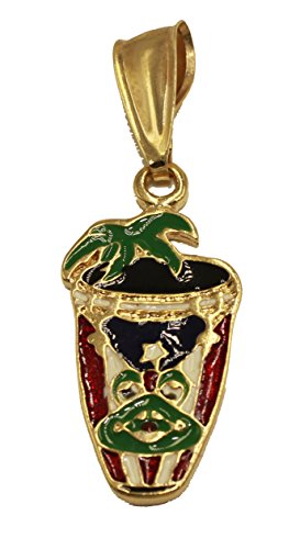 Diamantados of Florida Puerto Rico Bandera de Coqui Frog Bongo 18 K Chapado en Oro Colgante con Cadena de 22 Pulgadas