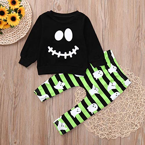 Disfraz Halloween Niño Fossen 1-4 años Niña Calabaza Pequeño Diablo Camisetas + Pantalones (3 años, Negro)