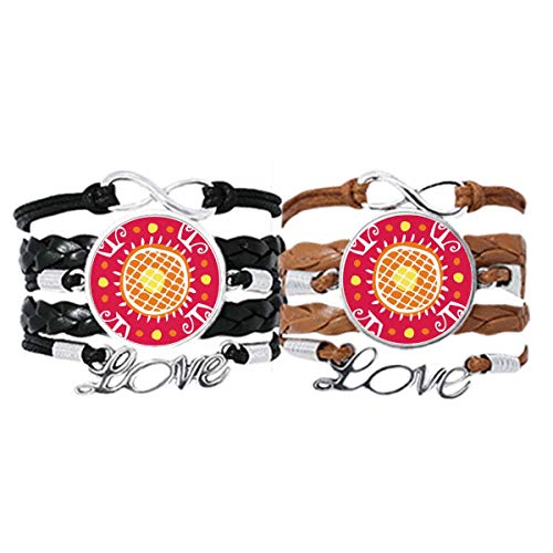 DIYthinker Sunflower México Totems - Pulsera de piel con correa de mano y cuerda de cuerda, doble juego de regalo