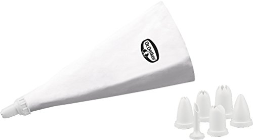 Dr. Oetker Manga Pastelera 31 cm, con 6 boquillas para decorar bizcochos, tartas, canapés y platos, (color: blanco), cantidad: 1 pieza