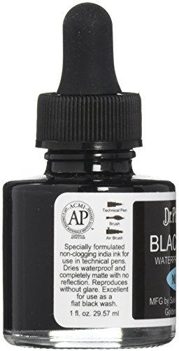 Dr. Ph. Martin's Black Star India Ink, 1.0 oz, Black (Matte)