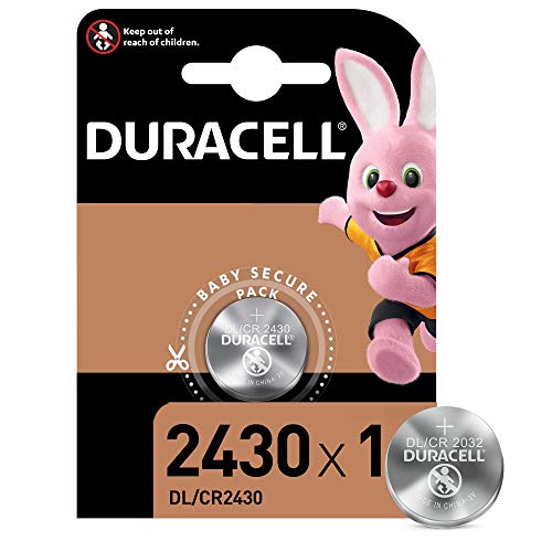 Duracell Pila especial de botón de litio 2430 de 3 V, paquete de 1 unidad DL2430/CR2430, diseñada para uso en llaves con sensor magnético, básculas, elementos vestibles y dispositivos médicos