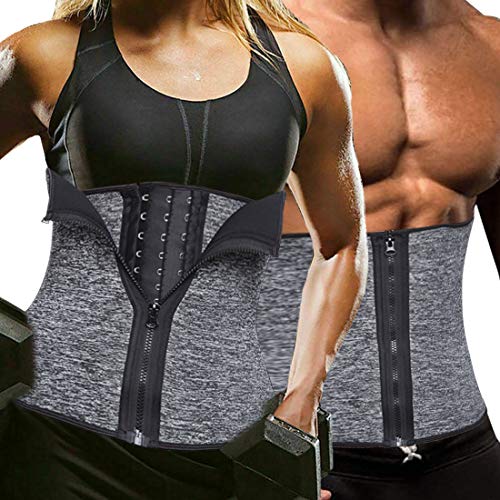 DUROFIT Faja Lumbar Ajustable Cinturón Lumbar Abdominal Faja Entrenamiento Mujer Reductor de Cintura y Abdomen Waist Trimmer para Deporte Fitness Gris M