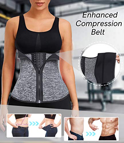 DUROFIT Faja Lumbar Ajustable Cinturón Lumbar Abdominal Faja Entrenamiento Mujer Reductor de Cintura y Abdomen Waist Trimmer para Deporte Fitness Gris M