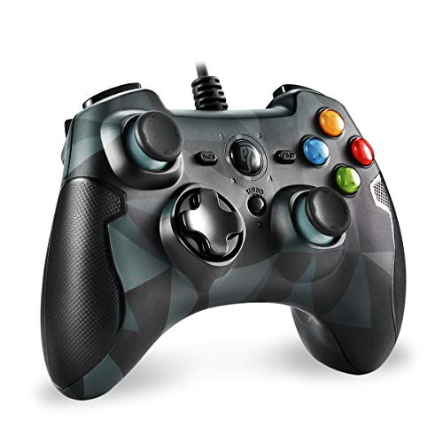 EasySMX Mando para PC, [Regalos para Padre] PS3 Gamepad Alámbrico, Joystick con los Botones de Doble-Vibración Turbo y Trigger Compatible con Windows/Android/ PS3/ TV Box (Camuflaje)