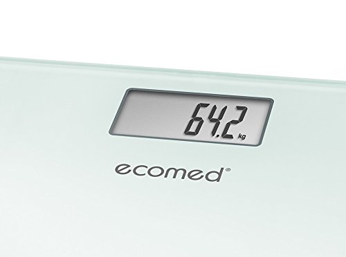 Ecomed PS-72E Báscula personal digital, hasta 150 kg, báscula de baño de vidrio con desconexión automática