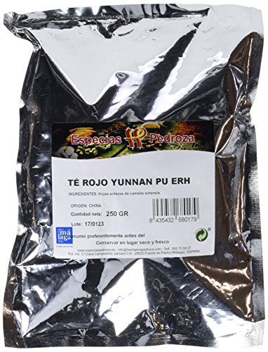 Especias Pedroza Té Rojo Yunnan Pu Erh - 2 Paquetes de 250 gr - Total: 500 gr