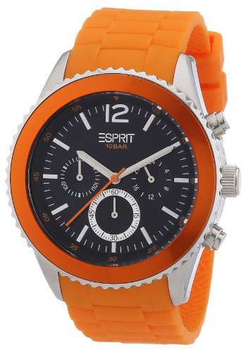 Esprit Marin Men ES105331008 - Reloj cronógrafo de Cuarzo para Hombre, Correa de Resina Color Naranja (Alarma, cronómetro)