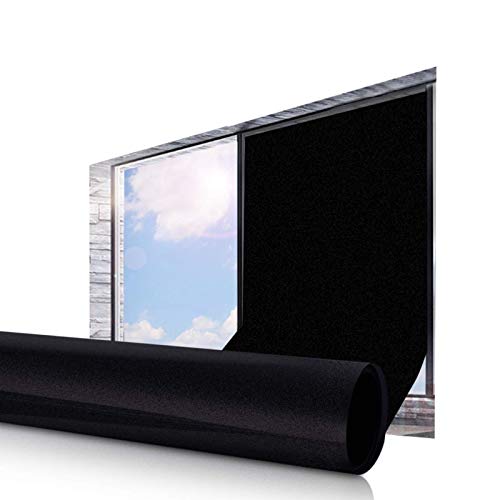 Essort Vinilo para Ventana Negro Mate Película Anti-UV Estática Opaco Decorativa para Dormitorio y Sala de Estar, Protección de la Privacidad 90X200CM