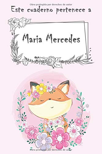 Este cuaderno pertenece a Maria Mercedes: Cuaderno personalizado con nombre - con más de 100 nombres femeninos y masculinos para elegir - 110 páginas a rayas, Tamaño 21.59 x 21.59 cm (6 x 9 pulgadas)