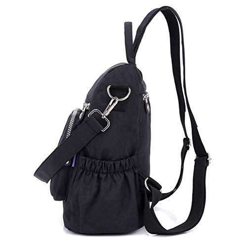 Estwell Mochila Mujer Casual Bolso Mochila Antirrobo Impermeable Nylon Mochila Escuela Multifuncional Gran Capacidad Bolso Bandolera Mochila de Viaje, Negro