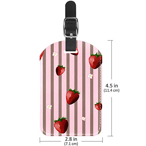 Etiquetas para Equipaje de Viaje de Piel con diseño de Fresa y Flores en Rayas, 1 Paquete