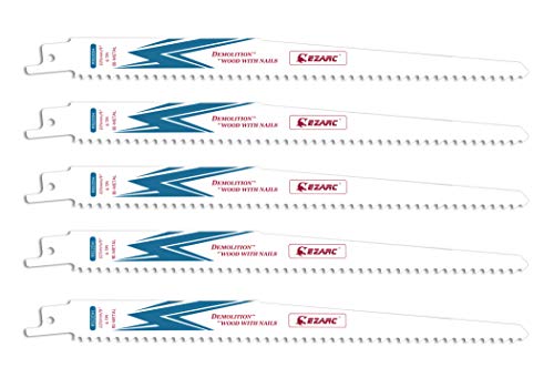 EZARC Hojas de sierra sable Bimetálica Cobalt R922DH 225mm 6TPI puede Madera Clavada - 5 piezas