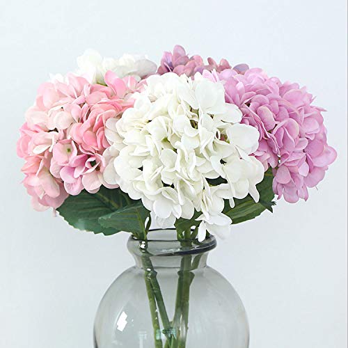 FagusHome Flores Artificiales 4 Piezas Ramos de Flores de hortensias de Seda Falsos Tallos de hortensias para la decoración del Banquete de Boda en casa (Blanco)