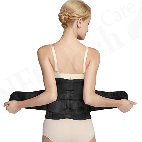 Faja de espalda ULTRA LIGERA - Apoyo lumbar/para la postura - Tejido transpirable para el ejercicio - Compresión adaptable - Marca Neotech Care (Talla L)