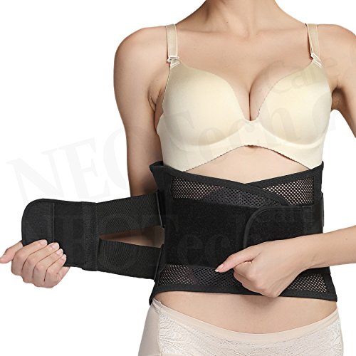 Faja de espalda ULTRA LIGERA - Apoyo lumbar/para la postura - Tejido transpirable para el ejercicio - Compresión adaptable - Marca Neotech Care (Talla L)