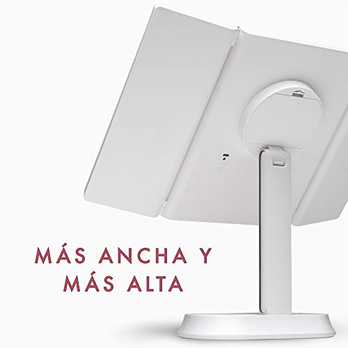 Fancii Espejo Maquillaje con Luz y Aumento 5x y 7x, Espejo de Mesa Cosmético con 40 Luces LED Naturales Regulables, Pantalla Táctil, USB o Batería y Soporte Ajustable (Sora)