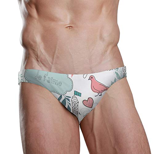 FANTAZIO - Bañador para hombre Je T'Aime Paris Bikni con corte corto bajo 1 XXL