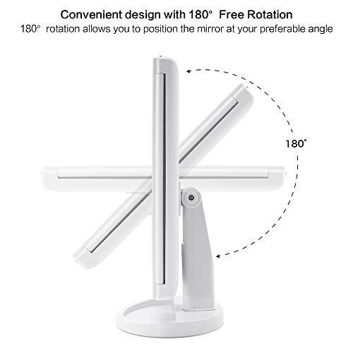 FASCINATE Espejo con Luz para Maquillaje Pantalla Táctil Lámparas con Iluminacíon 21 Led 1X/3X/5X/10X Triple Plegable Espejo Rotación de 180° Regalos Espejo de Mesa Carga con USB o Batería